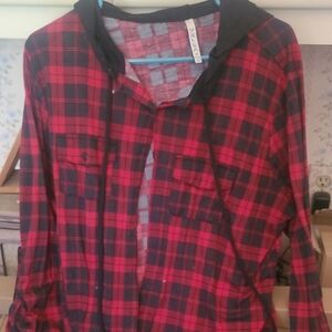 Red and Black Plaid Hoodie